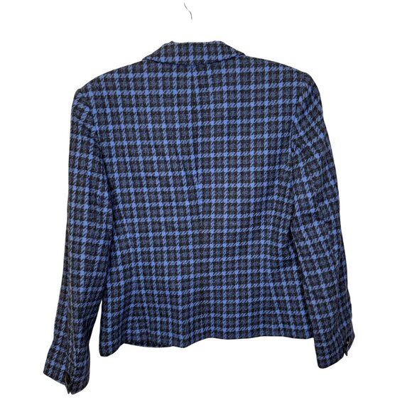 VTG Pendleton Womens Blue Black Houndstooth Wool Blazer Jacket Size 6 Preppy - Picture 2 of 10